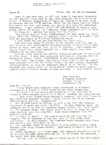 Computer Chess Newsletter, Issue 2